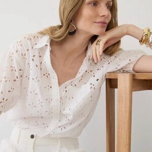 J Crew Spring Garden Top in Eyelet Sz 8